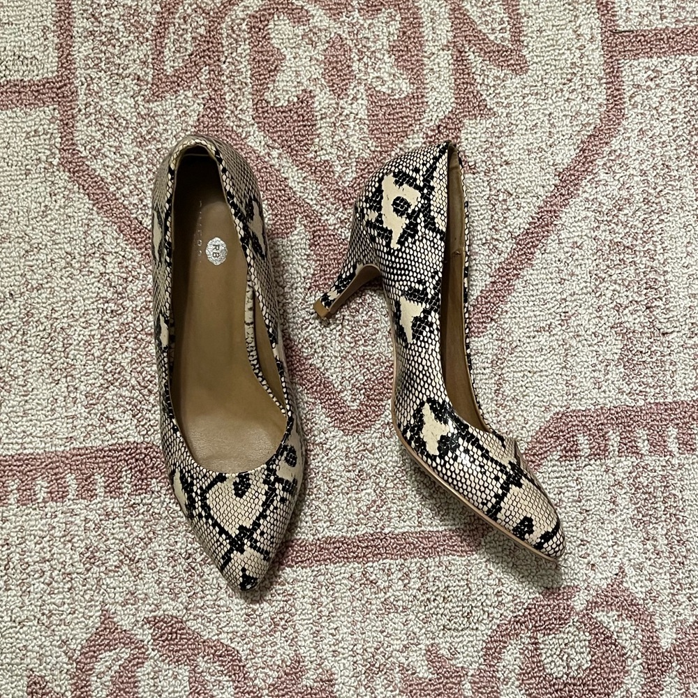 Nude croc heels